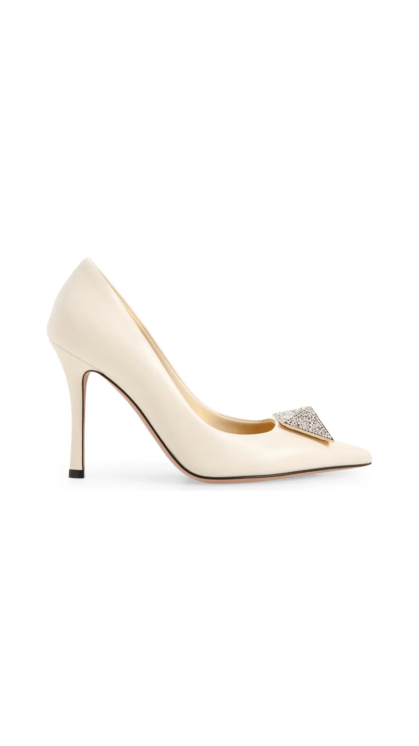 One Stud Pump With Crystals 100MM - Ivory