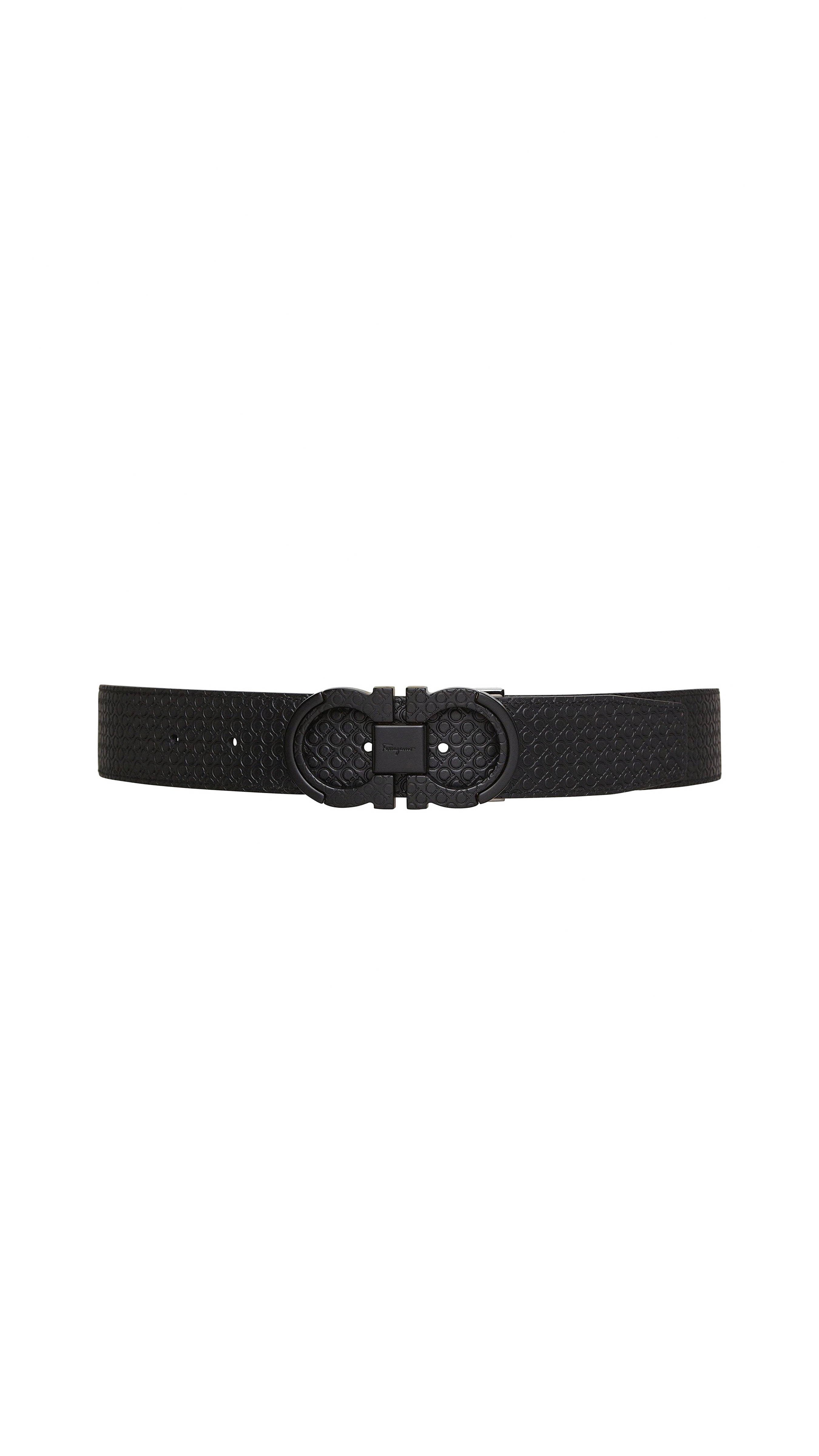 Reversible And Adjustable Gancini Belt - Black