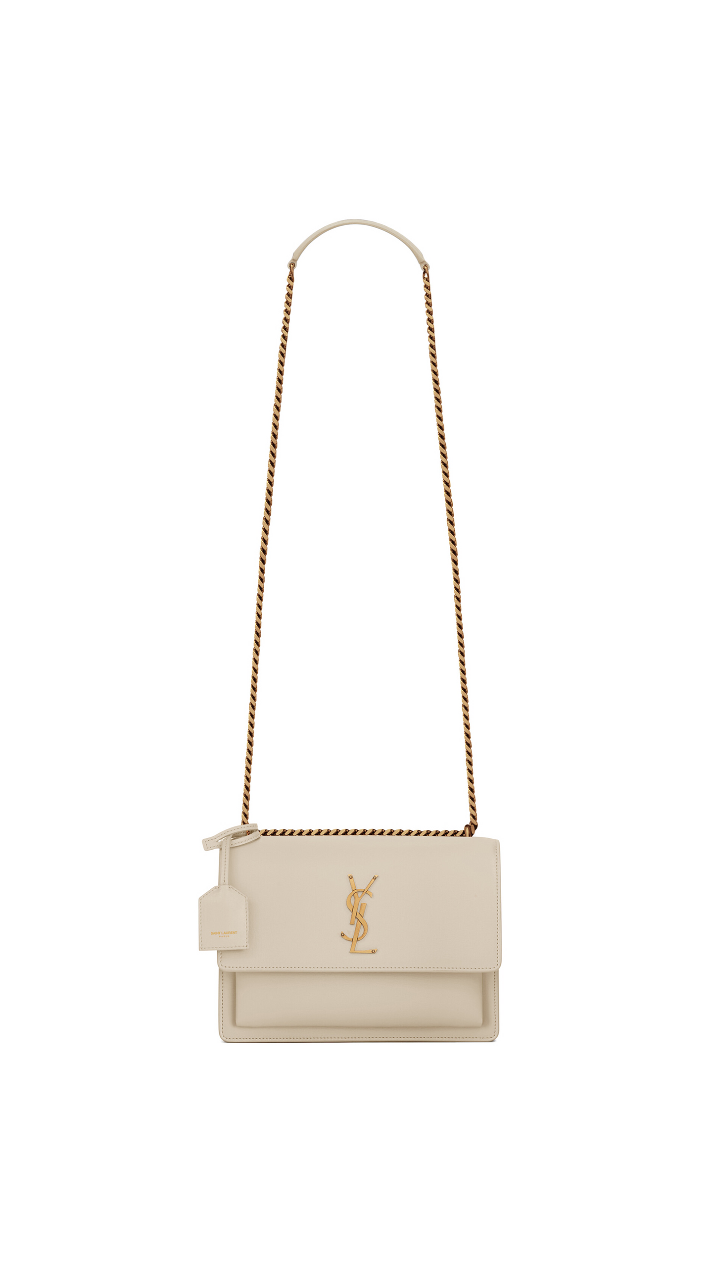 Sunset Medium Chain Bag in Smooth Leather - Blanc Vintage