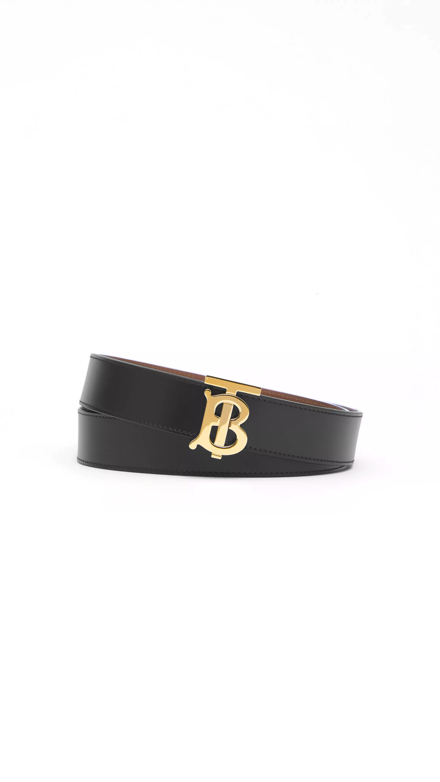 Reversible Monogram Motif Leather Belt - Black / Tan / Gold