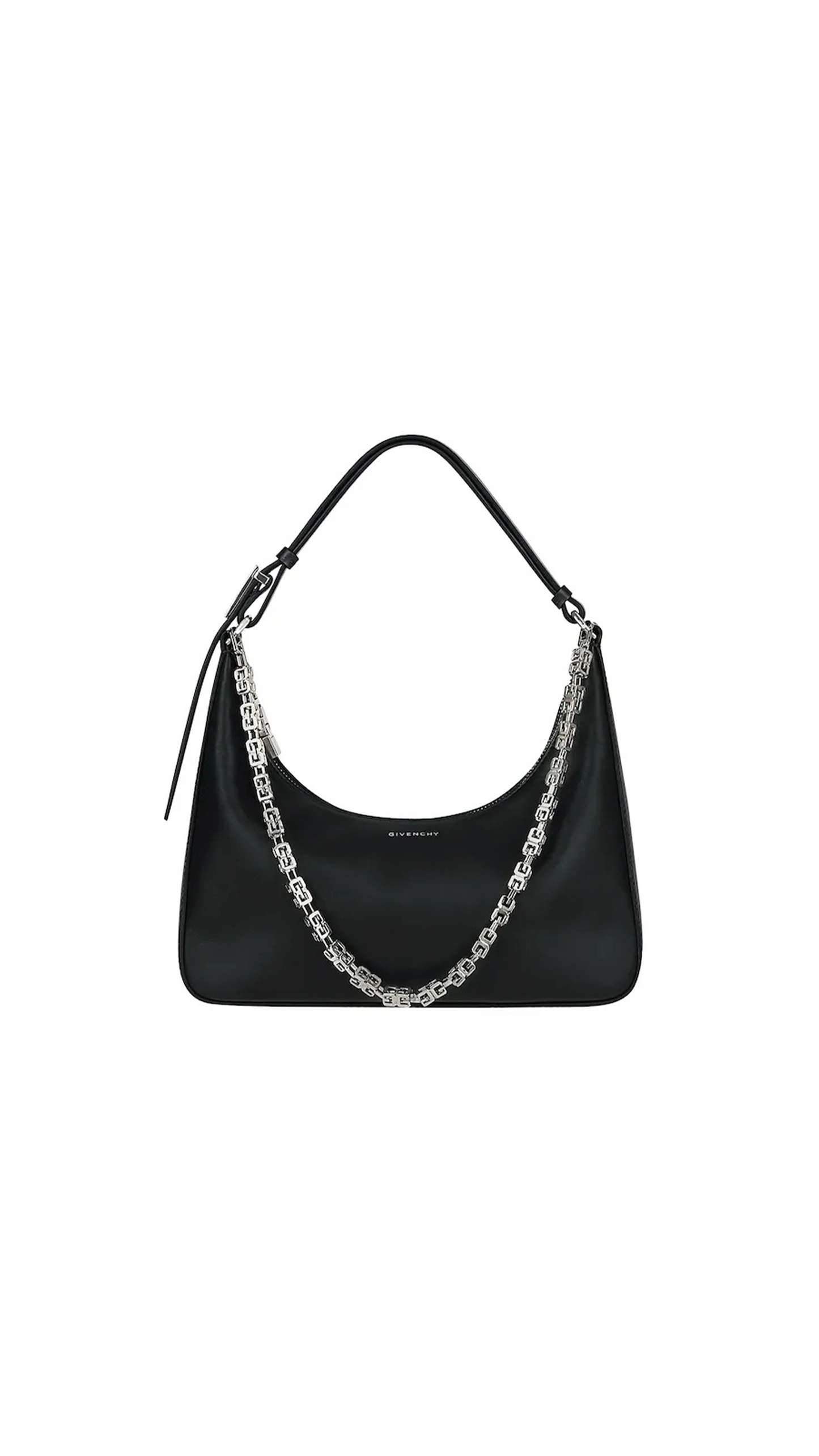 Small Moon Cut Out bag in Leather - Black