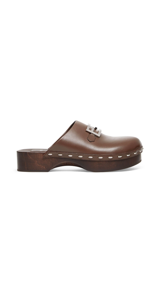 Sabot Leather Clogs - Brown