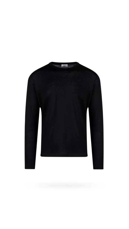 Wool Long Sleeve Shirt - Black