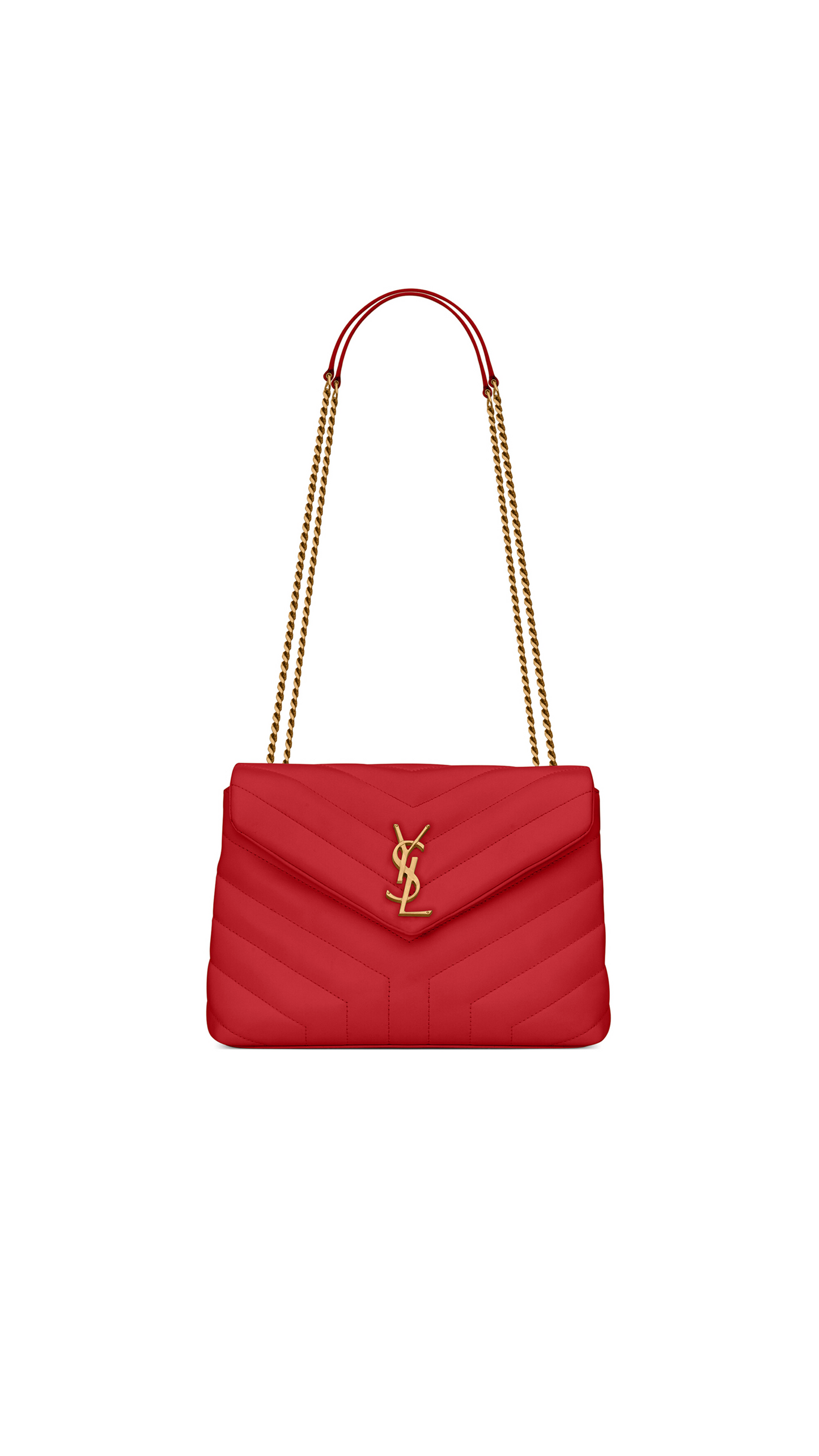 Loulou Small Chain Bag In Quilted "Y" Leather - Red