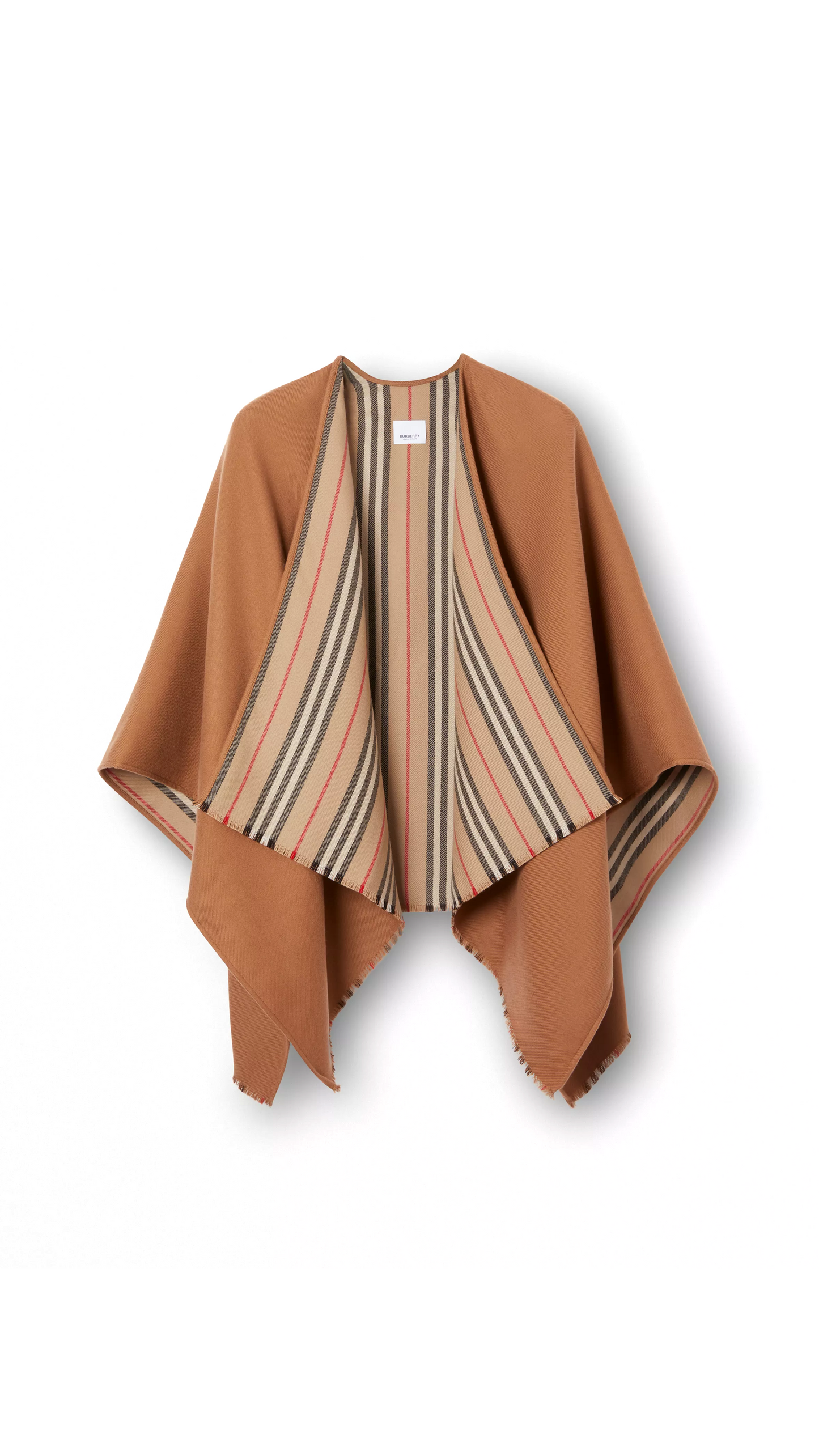 Reversible Icon Stripe Wool Cape - Flaxseed