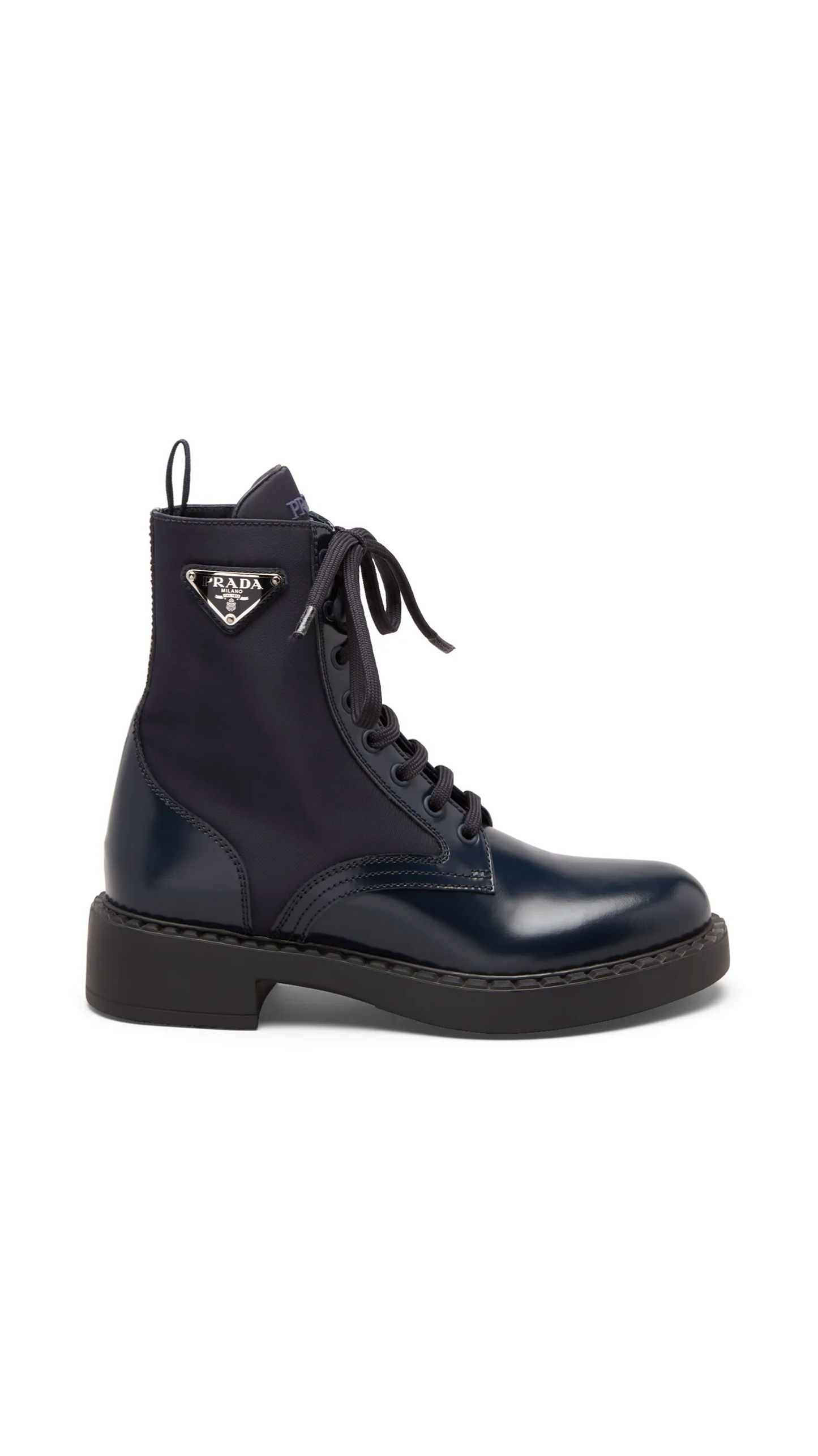 Brushed Leather and Re-Nylon Boots - Navy
