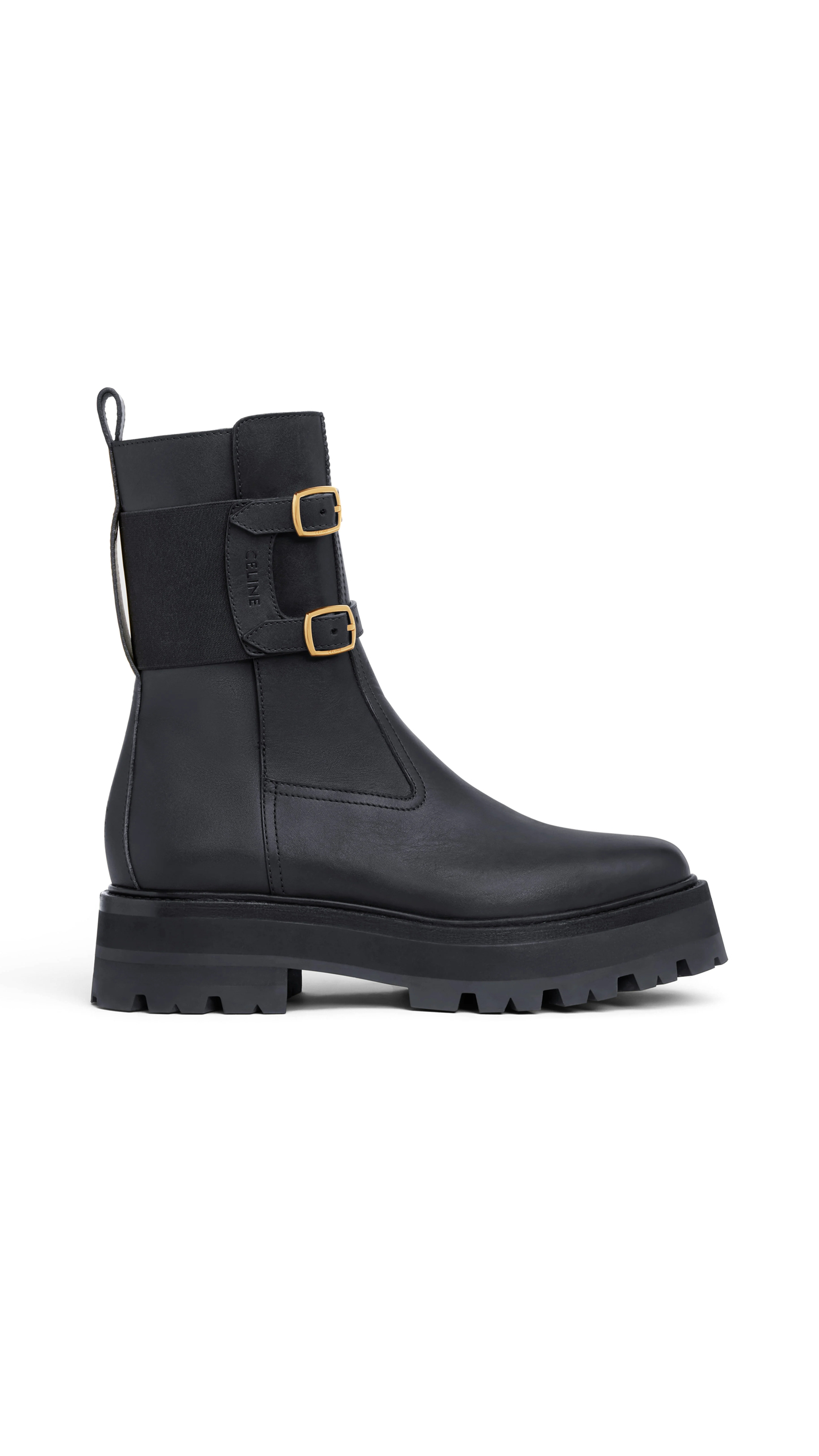 Bulky Buckled Medium Boot in Calfskin - Black