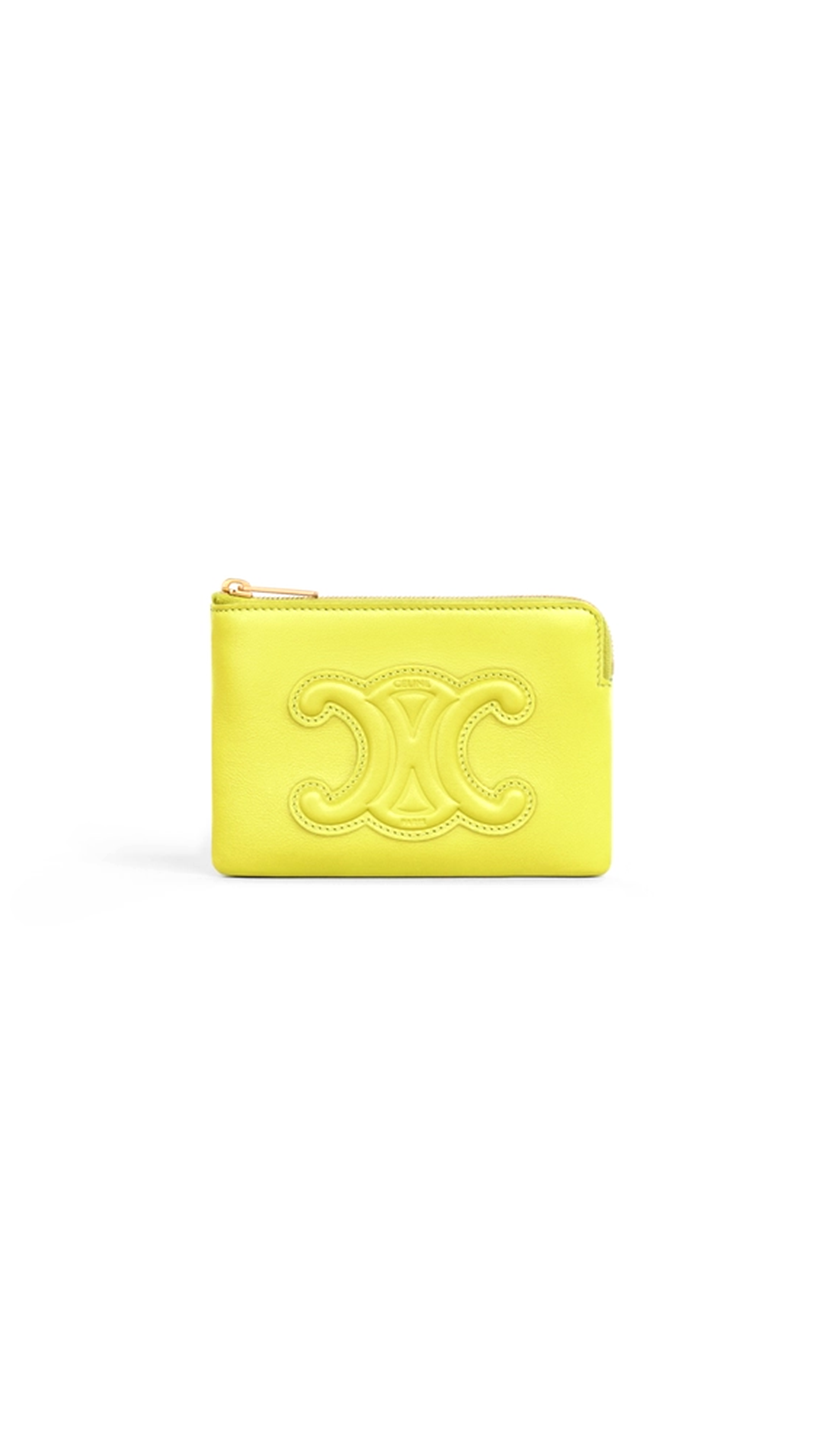 Coin & Card Pouch In Smooth Calfskin - Yellow