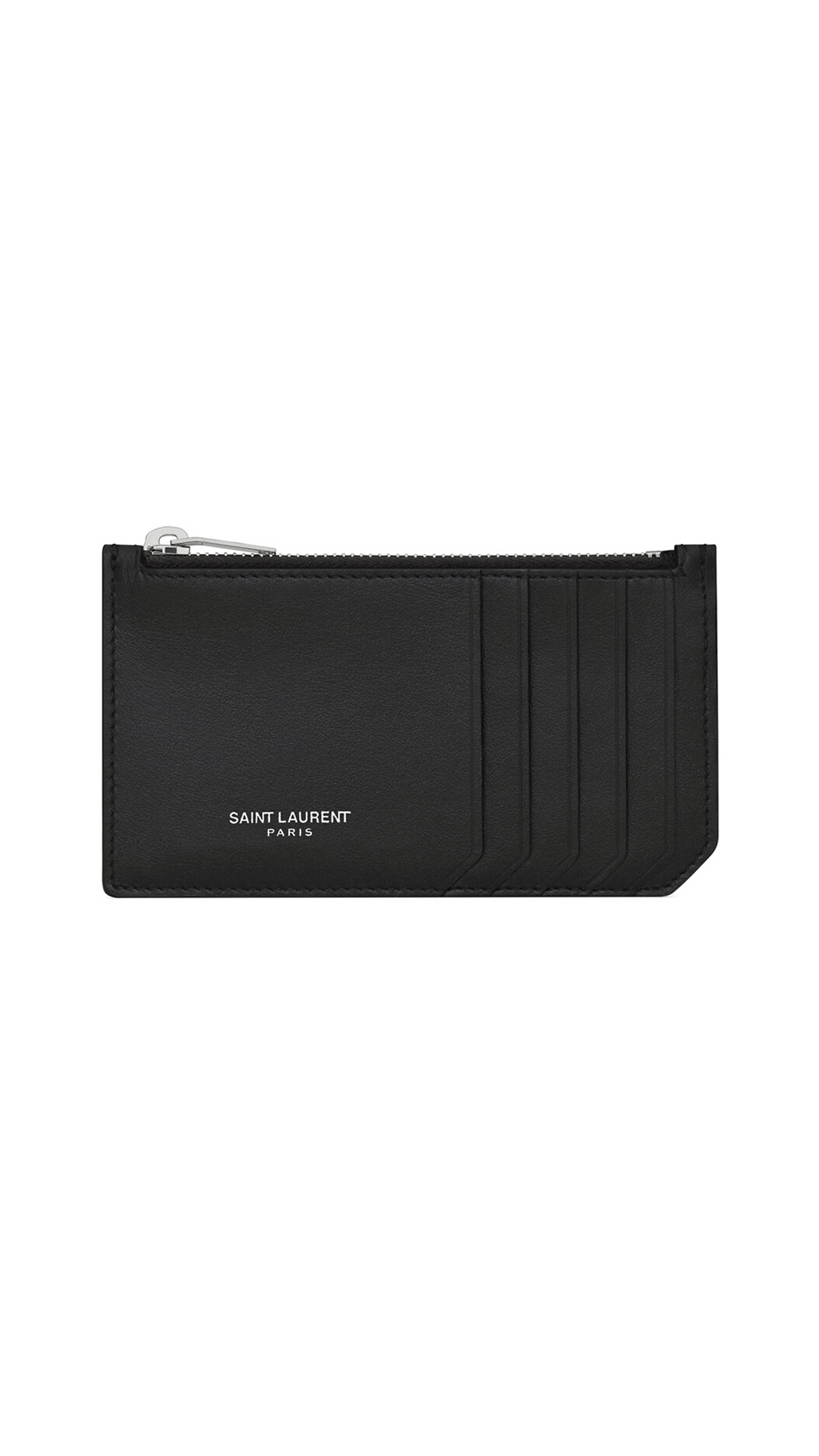 Fragments Zipped Credit Card Case in Smooth Leather - Black