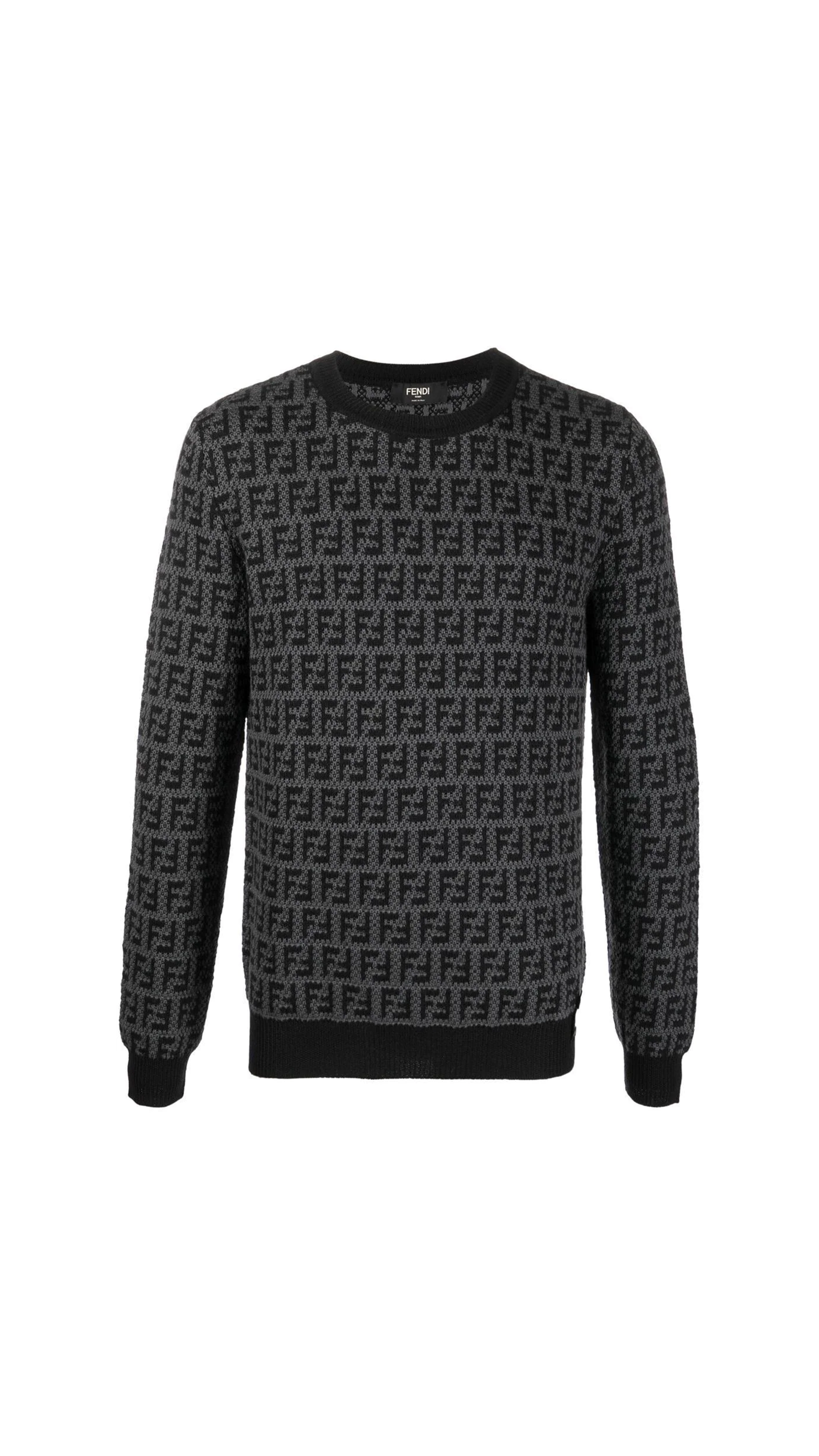 Monogram Wool Pullover - Black Grey