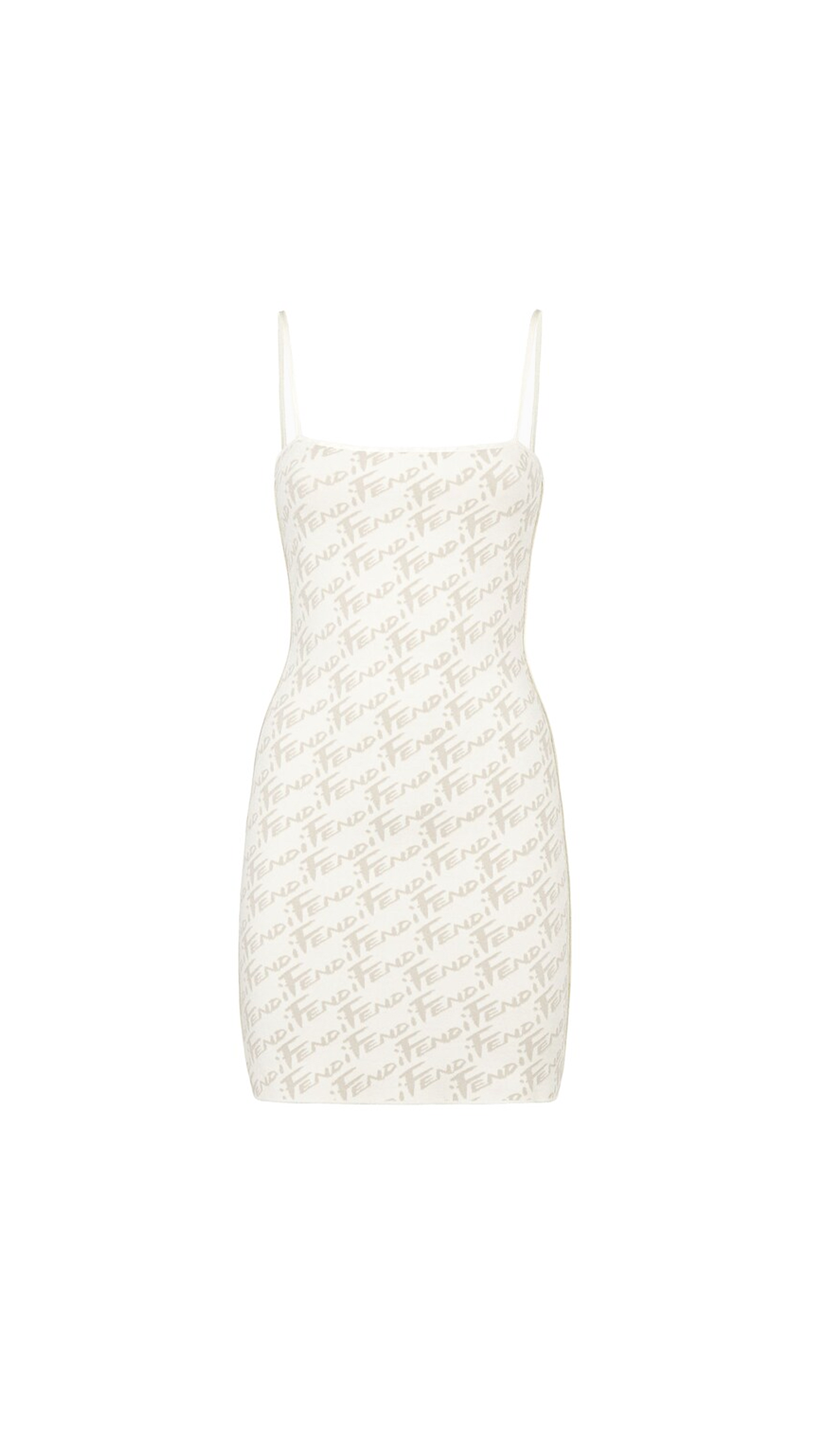 Reversible FF Cutout Knitted Mini Dress - White