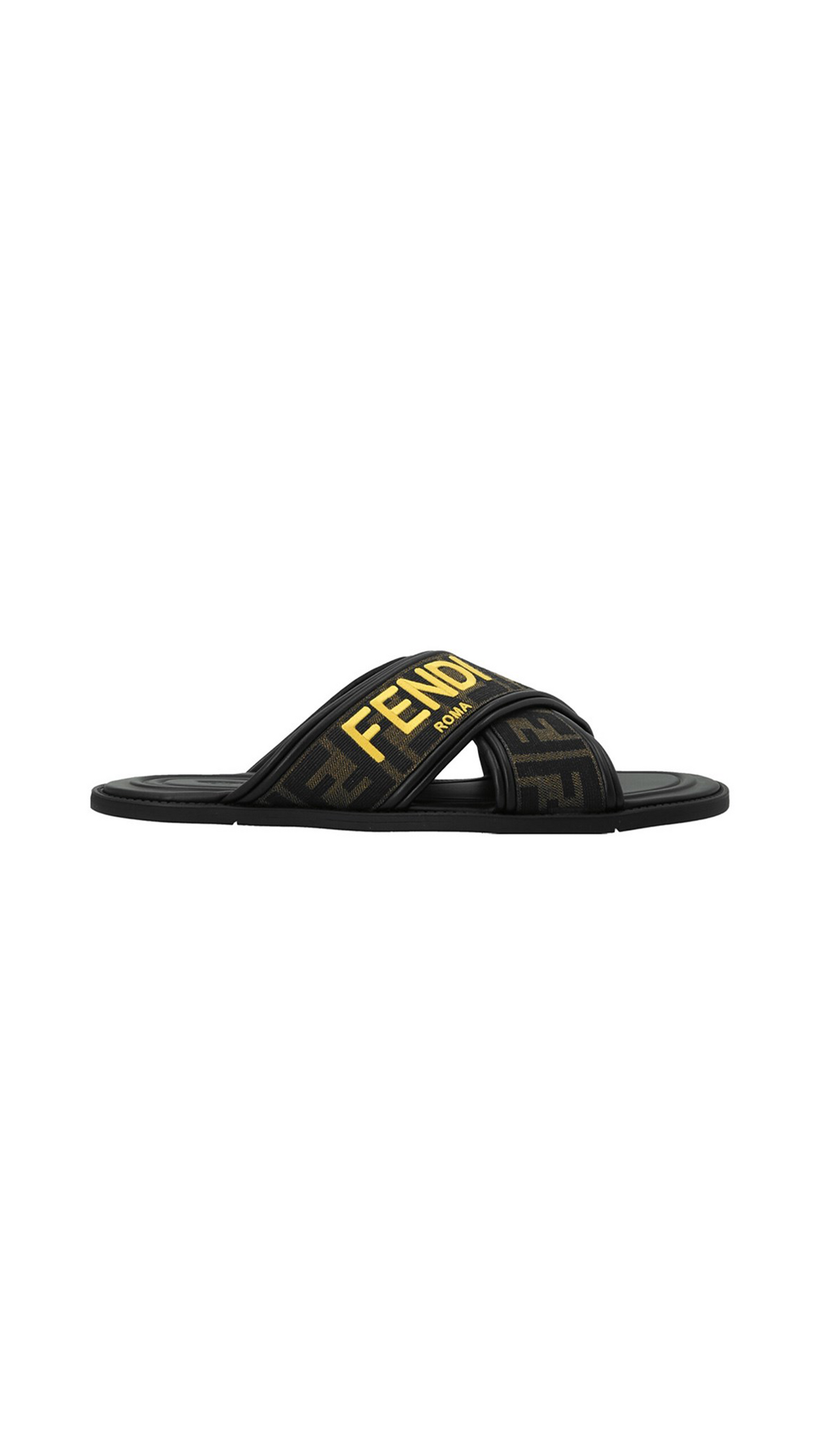 Fendi Ff Motif Fabric Slides with Embroidered Logo