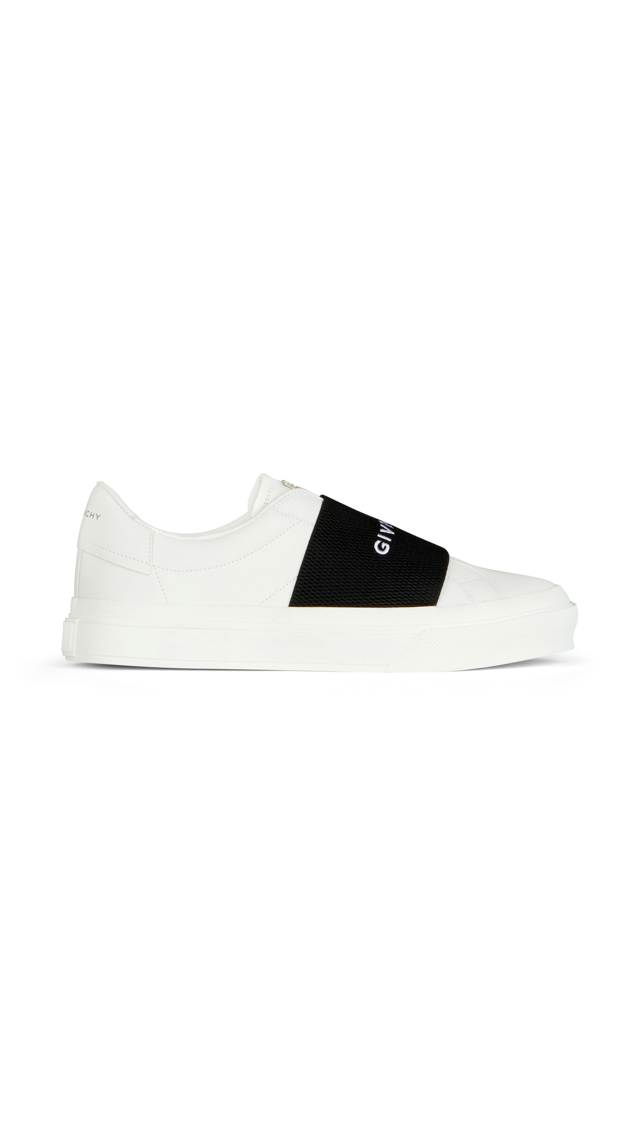 Sneakers in Leather with Givenchy Webbing - Black/White