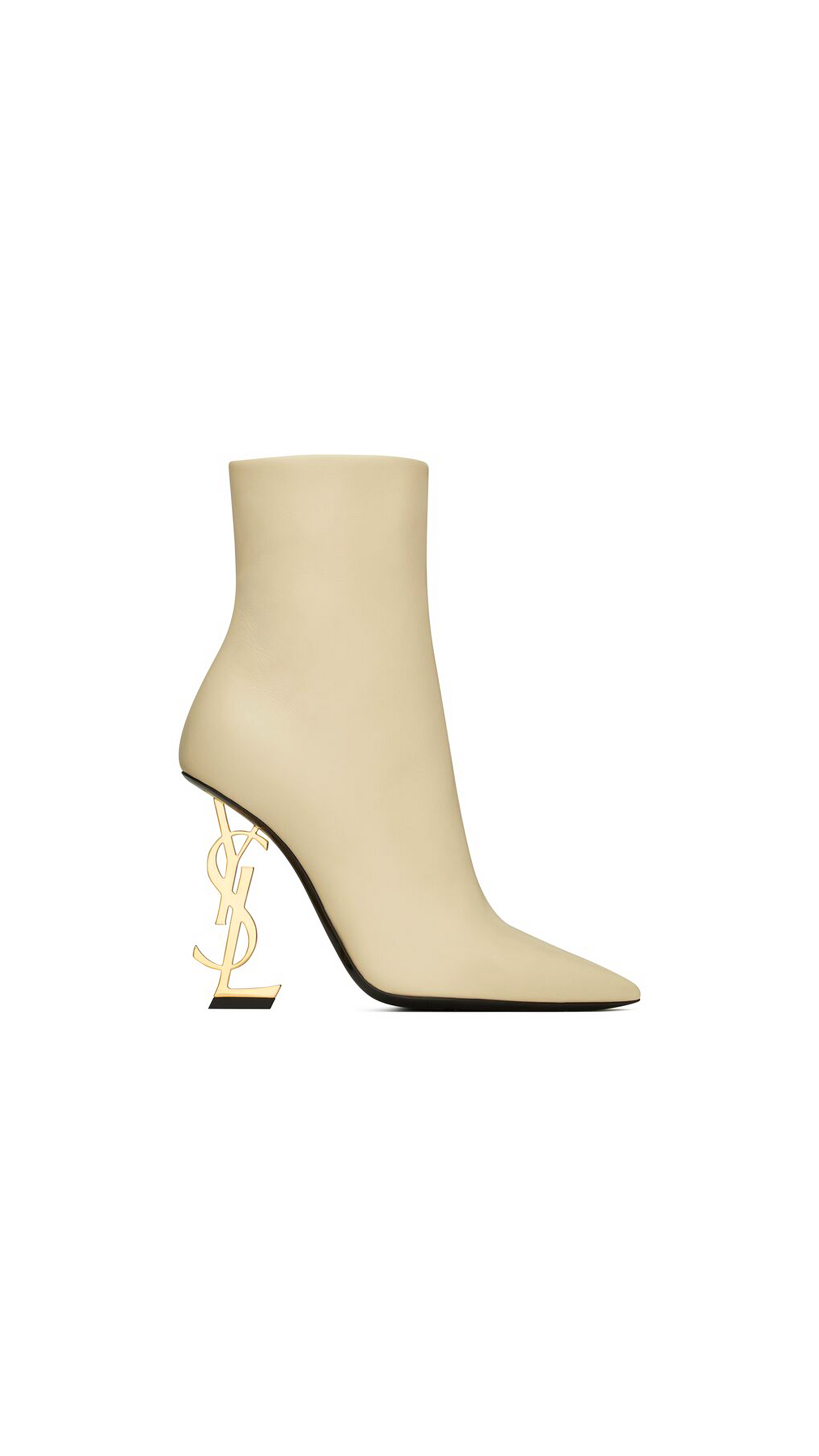 Opyum Ankle Booties in Smooth Leather with Gold-tone Heel - Real Beige