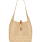 Hobo Raffia Bag in Crochet and Smooth Leather - Naturel