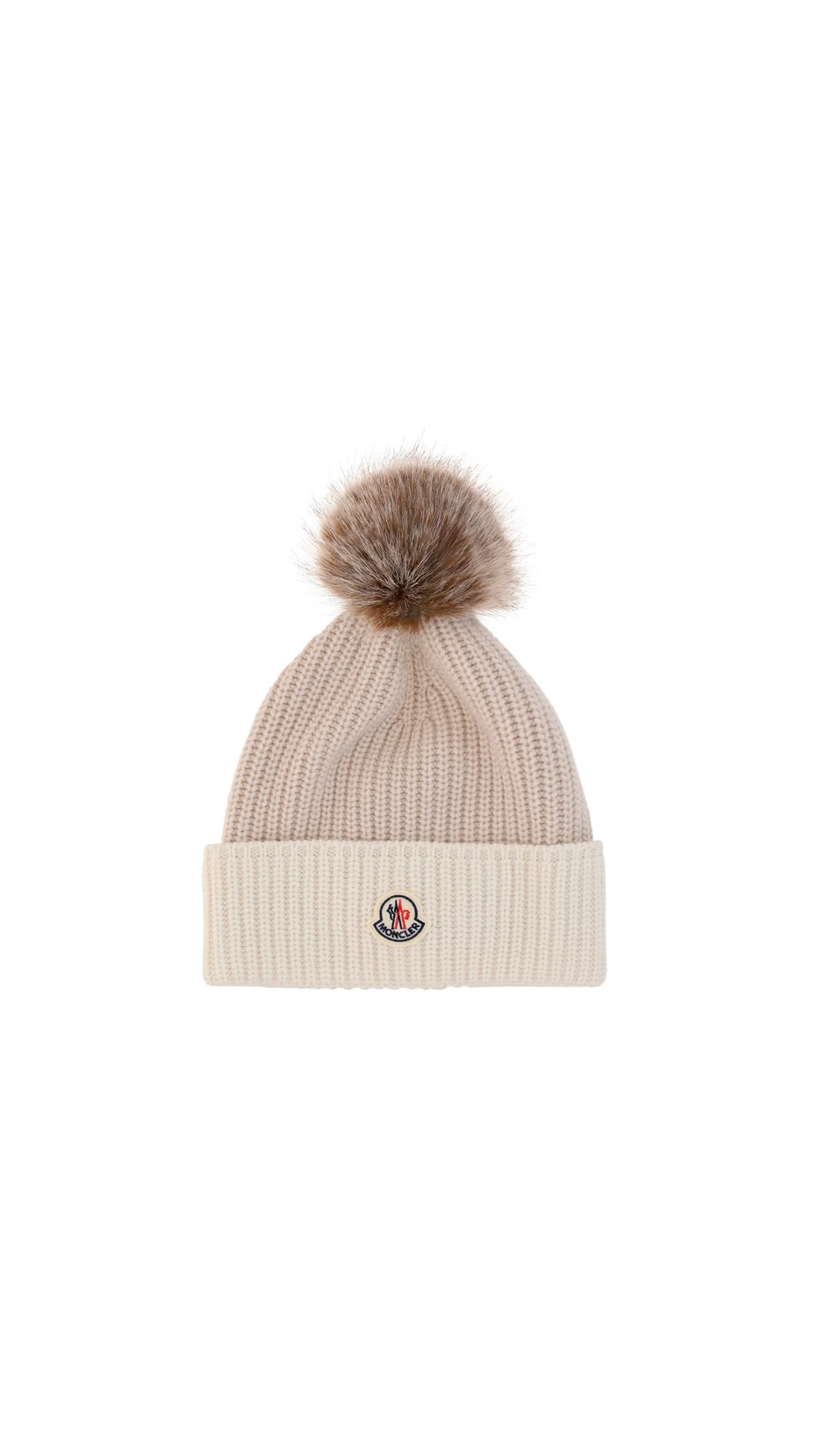 Beanie with Pom-Pom - Light Beige