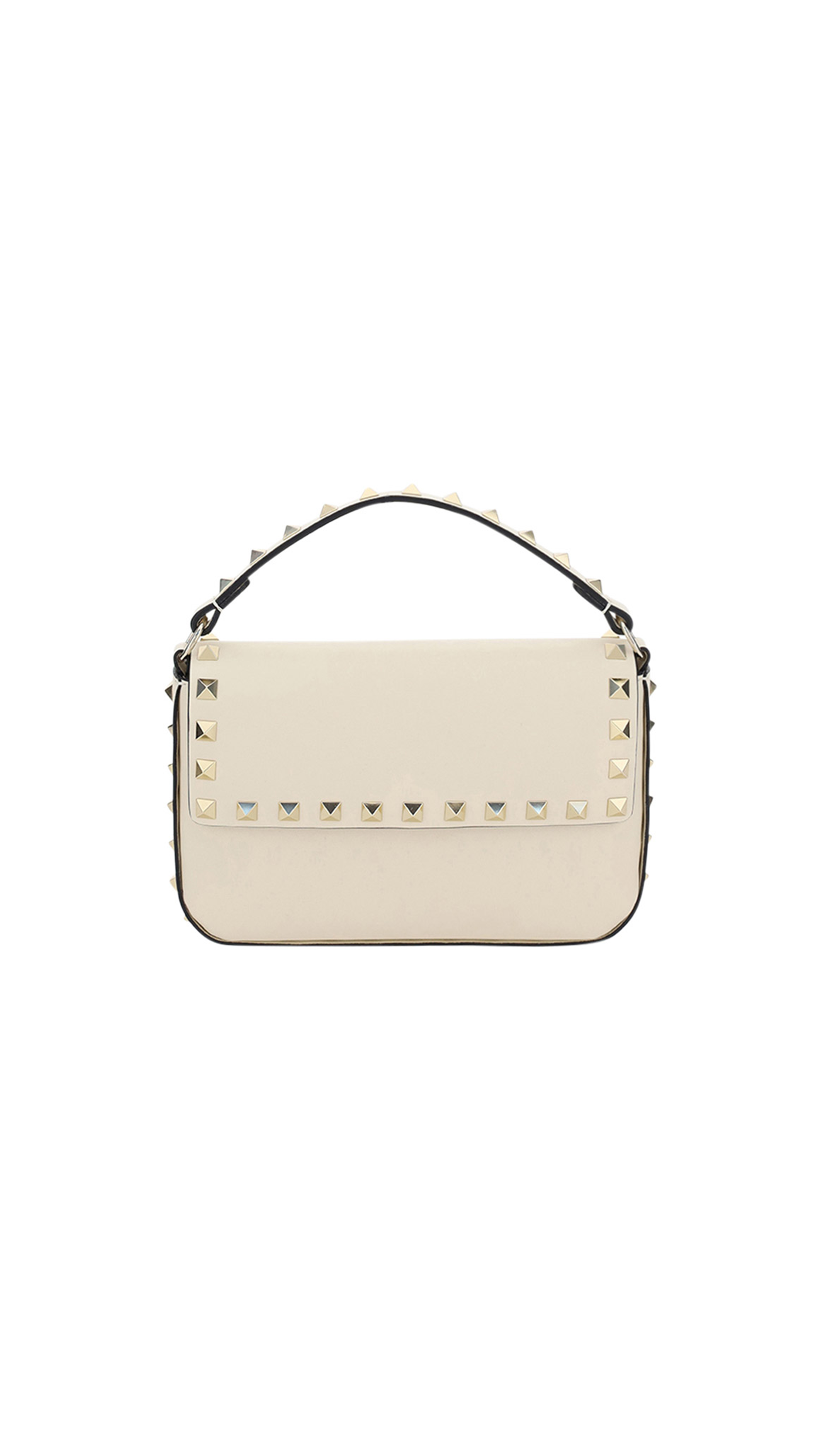 Rockstud Calfskin Pouch Crossbody Bag - Ivory.