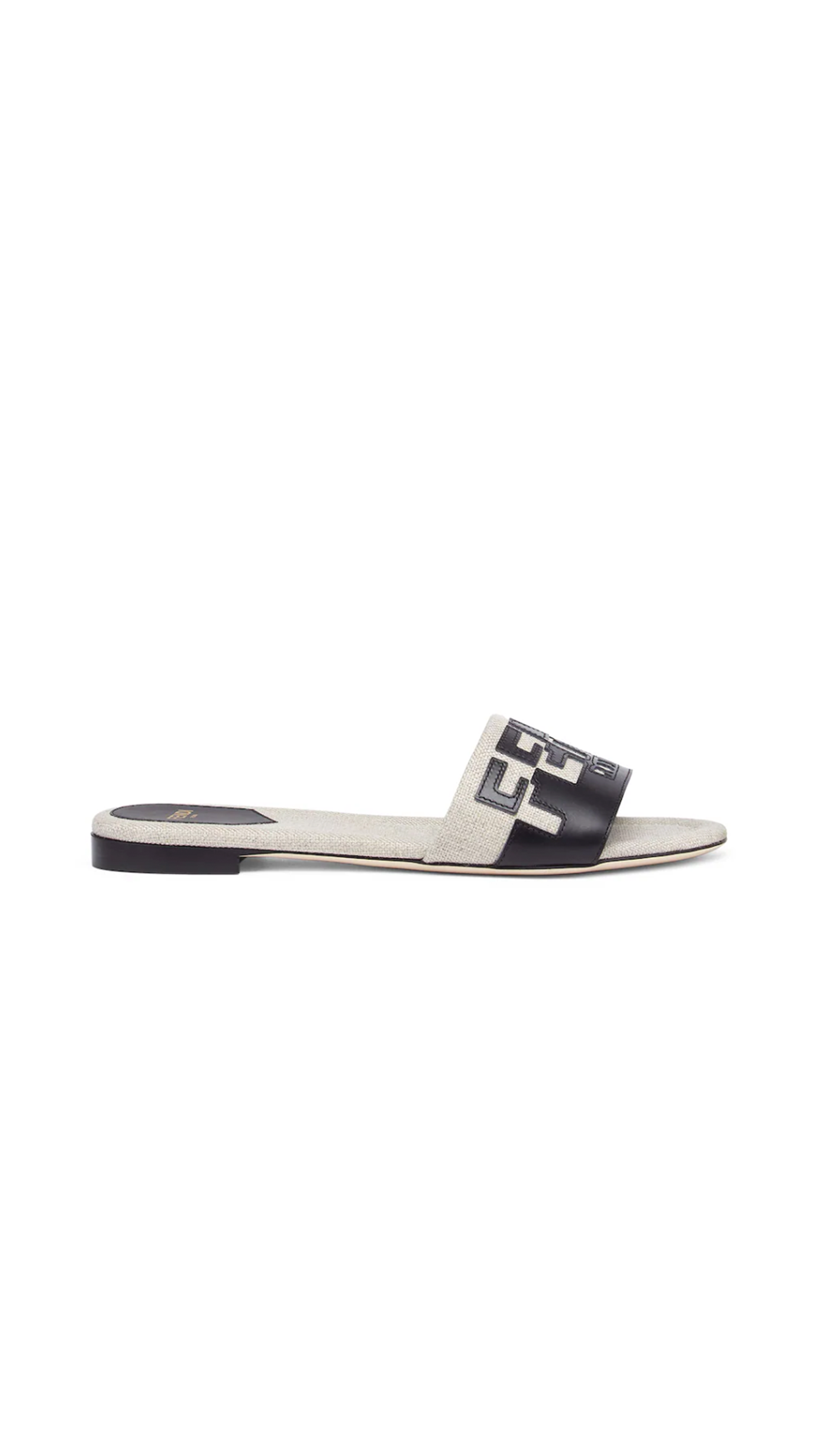 Signature Canvas and Leather Sandals - Black