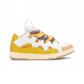 Leather Curb Sneakers - White/Yellow