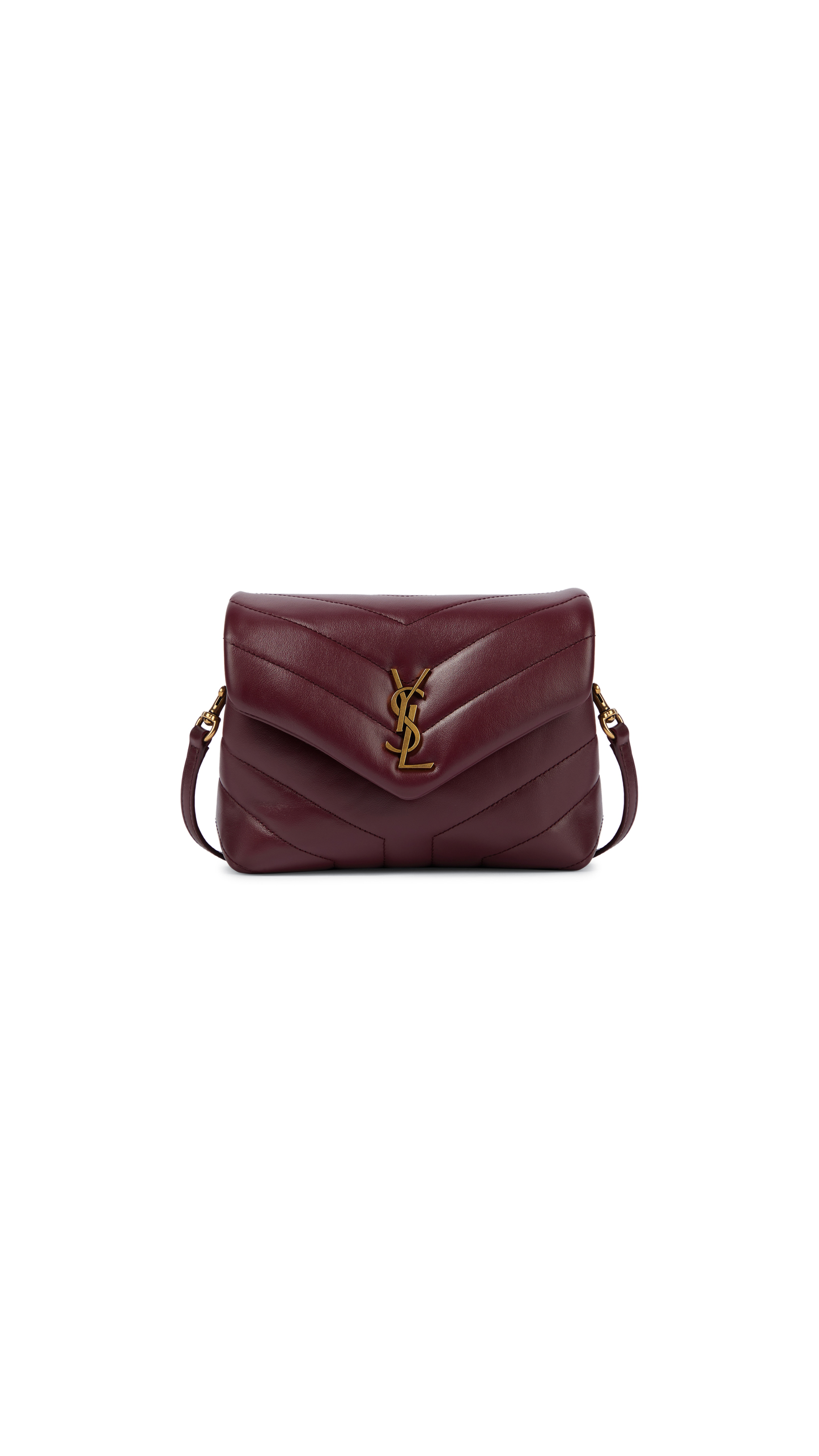 Loulou Toy Strap Bag In Matelassé "Y" Leather - Rouge Legion