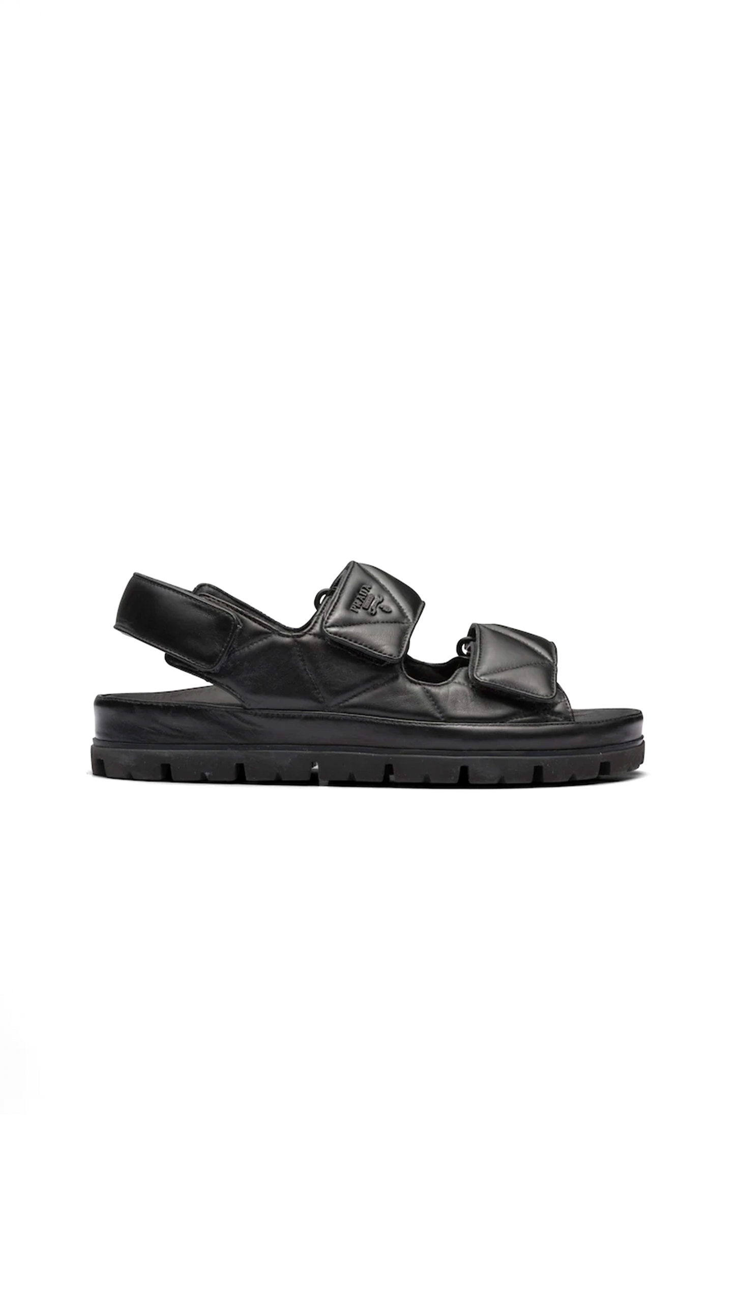 Padded Nappa Leather Sandals - Black