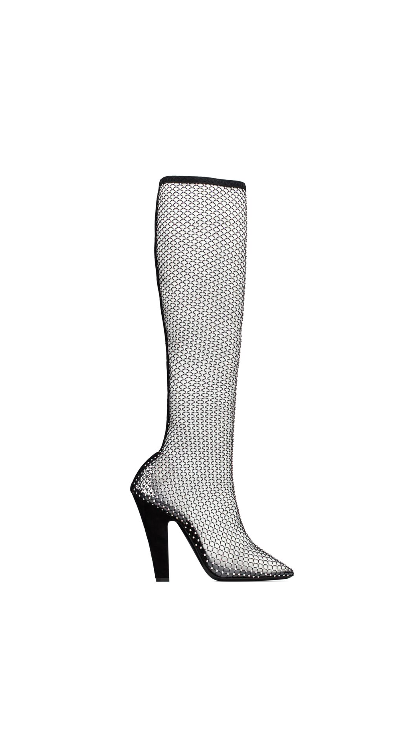 68 Boots In Mesh With Rhinestones - Black