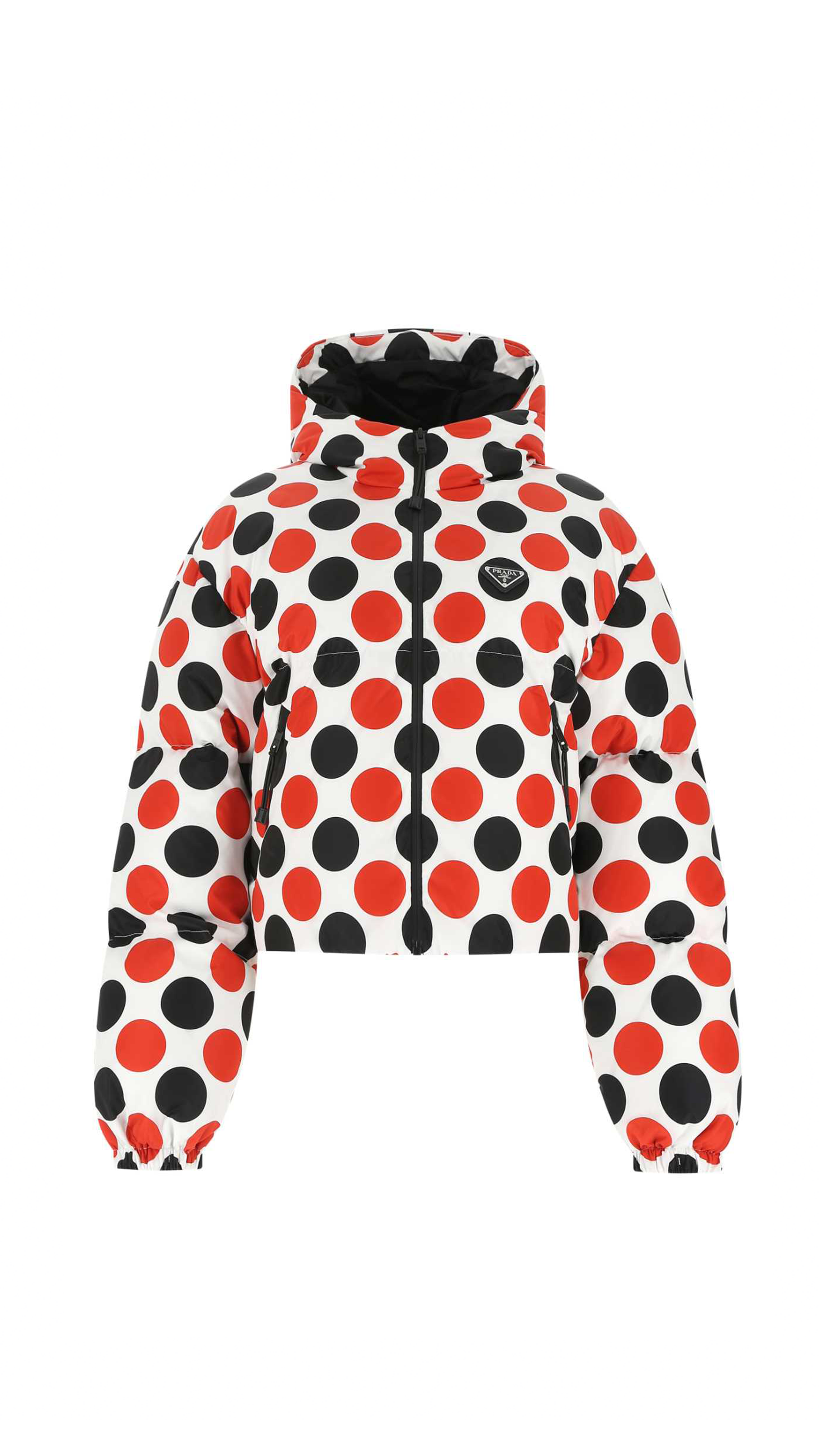 Printed Nylon Down Jacket - Red / White