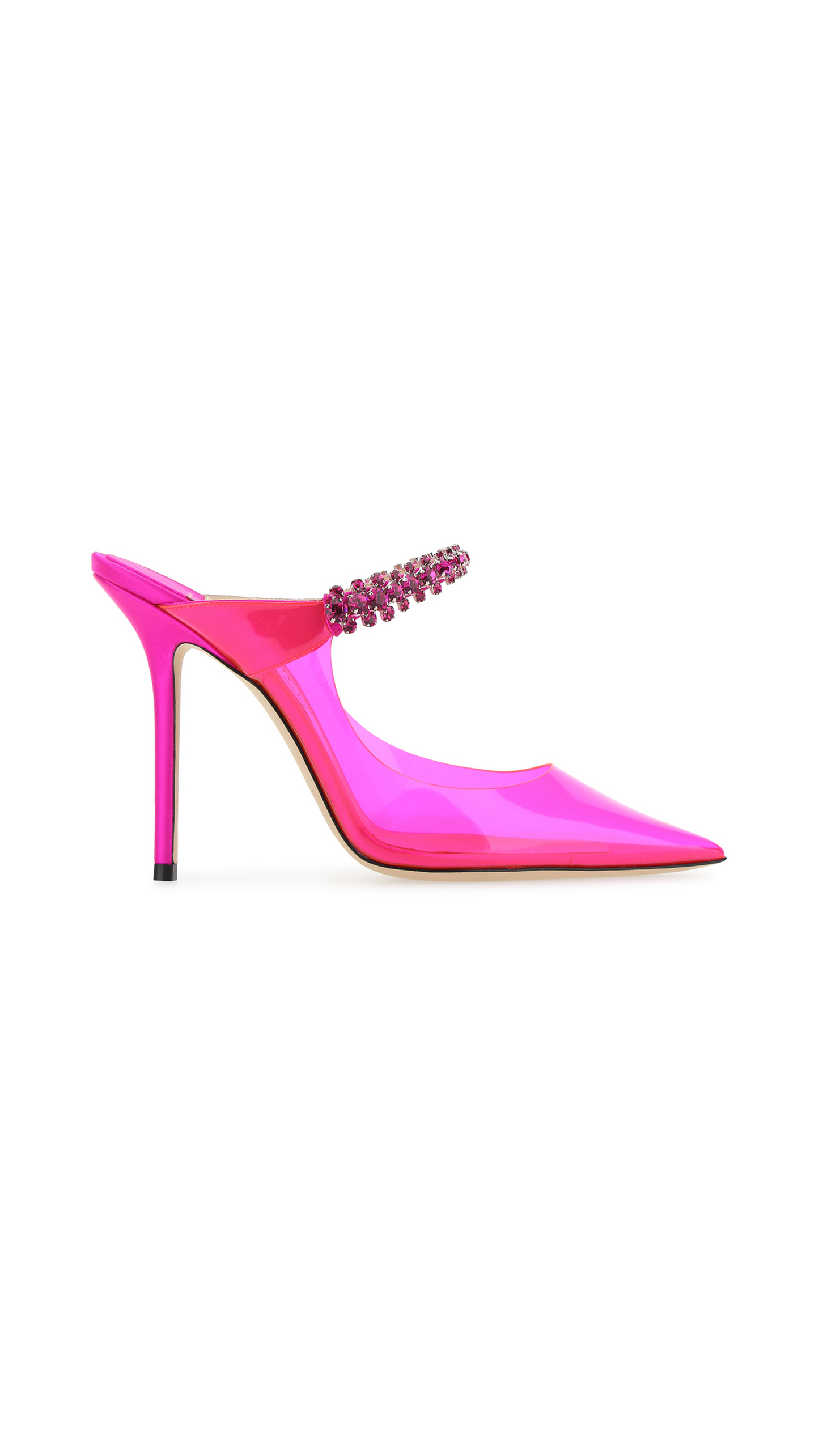 Bing 100 Plexi Mules with Pink Crystal Strap - Hot Pink