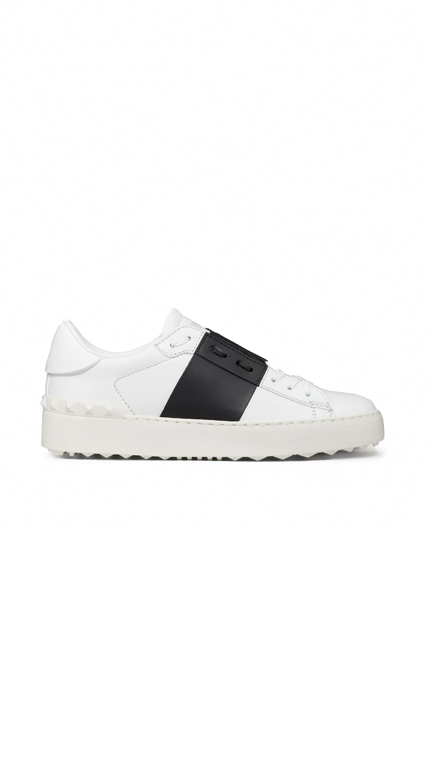Open Sneaker In Calfskin Leather - White / Black