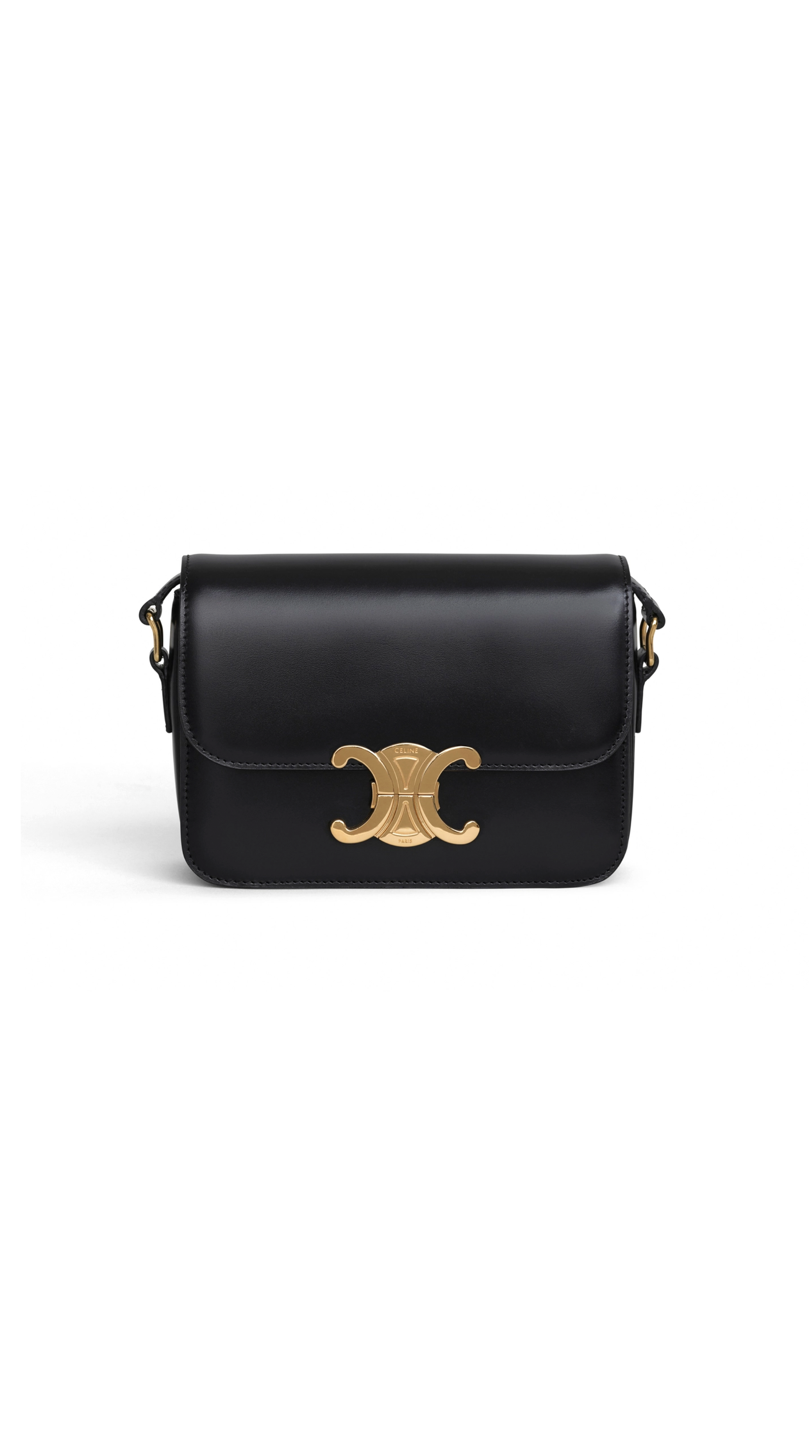 Teen Triomphe Bag in Shiny Calfskin - Black